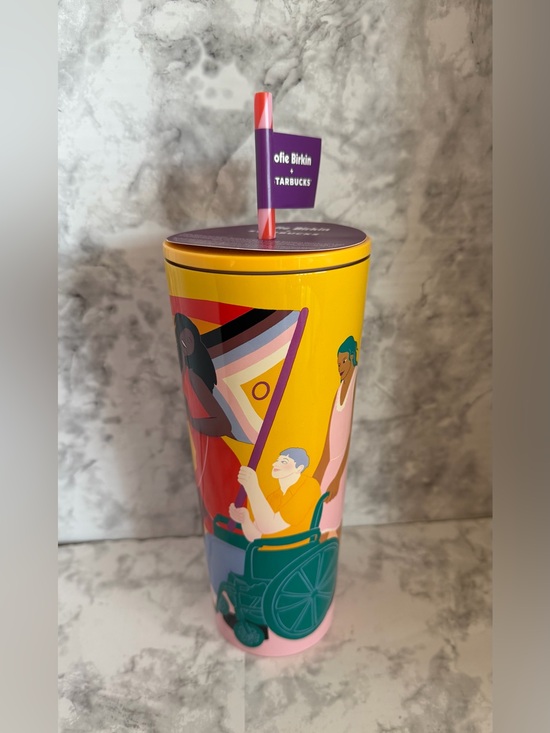 Starbucks Other - Starbucks Yellow Pride Parade Tumbler with Purple Lid and Pink Base